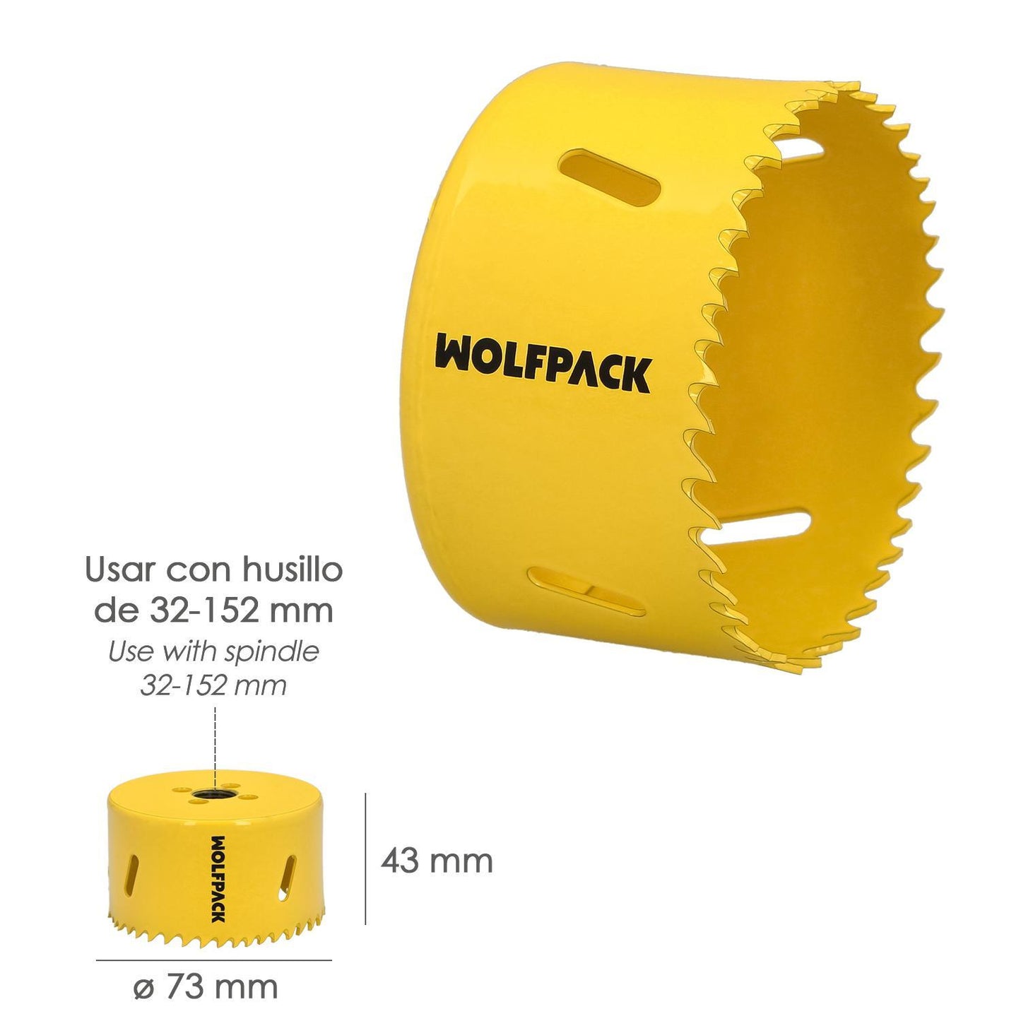 Corona Sierra Bimetal Ø 73 Mm. Templado Termico, Base Reforzada. Corona Madera, Broca Agujeros Madera, Acero, Hierro, Plasticos