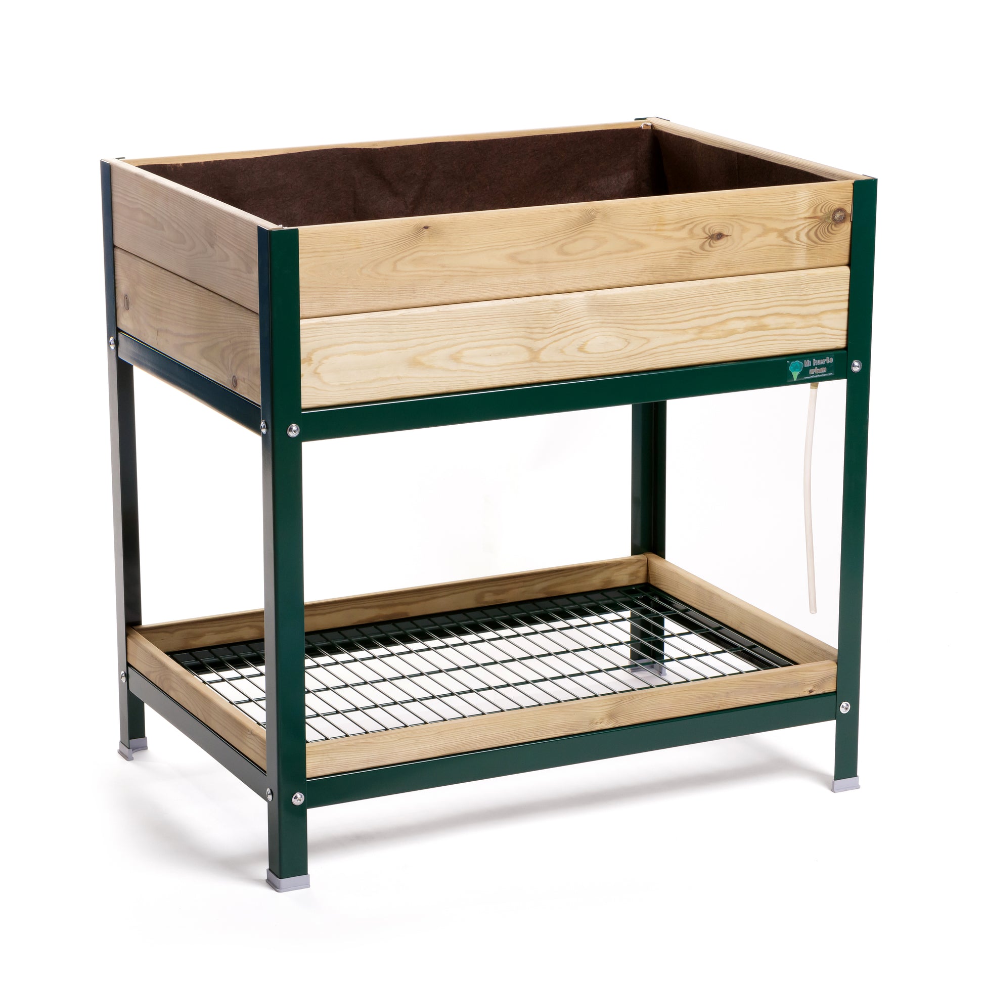 MI HUERTO URBAN Jardinera Elevada Madera con Bandeja Recoge Aguas | Estructura Metálica | Verde | 90x60x90cm