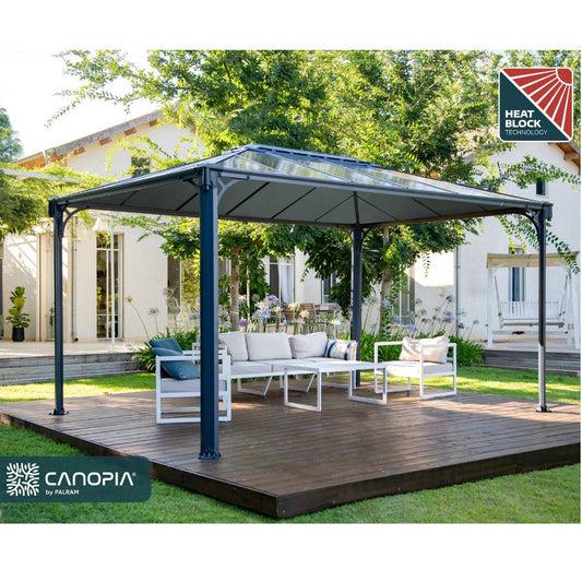 Cenador Martinique 4300 Gazebo De Aluminio gris Con Vidriado De policarbonato bronce