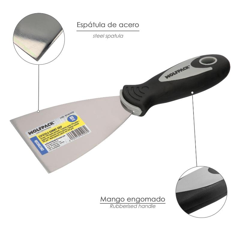 Espatula Mango Gummy Grip Hoja 80 Mm. Espatula Yeso, Espatula Pintor, Espatula Masillas, Espatula Pladur, Etc._2