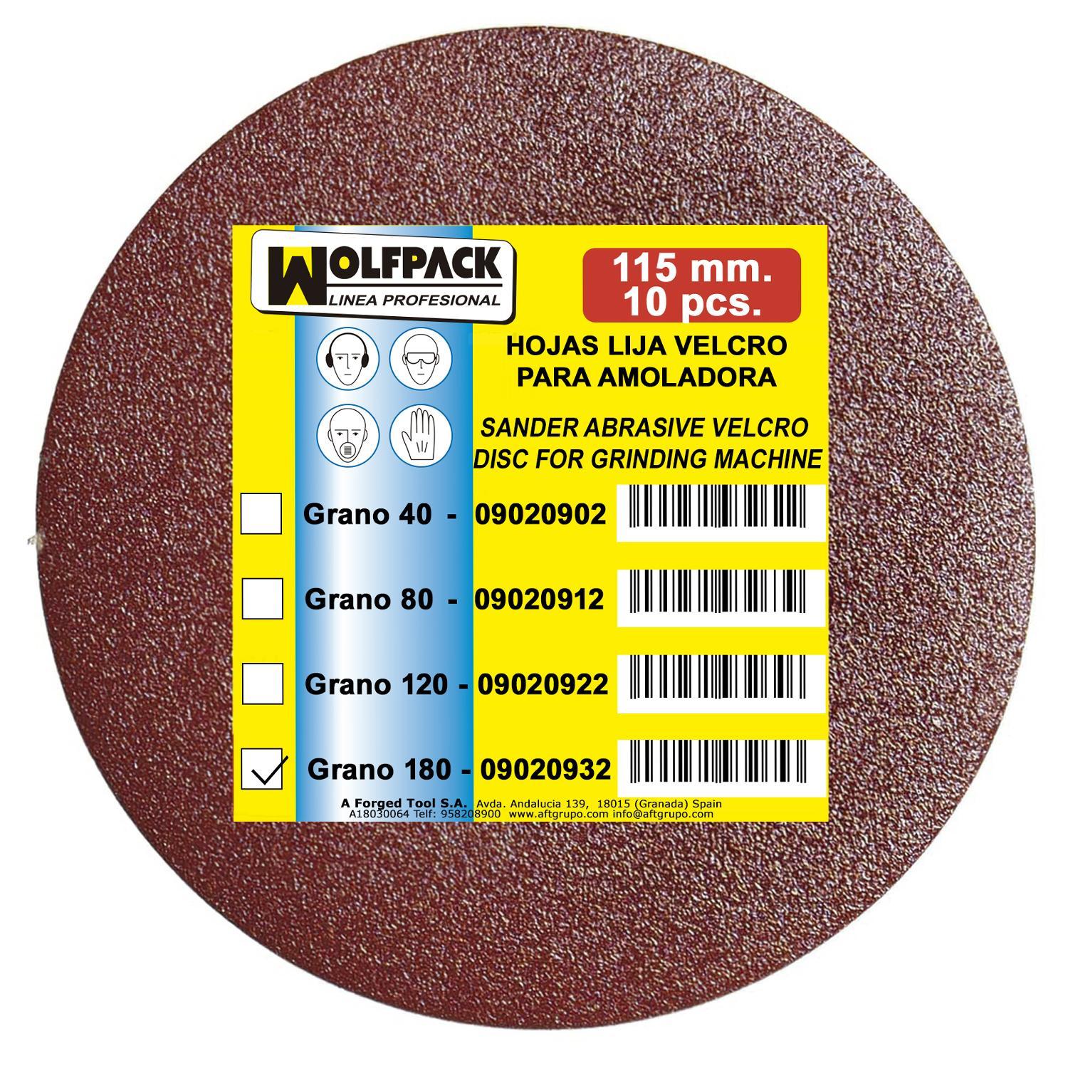 Lija Recambio Velcro Amoladora Ø 115 Mm. Grano 180 (10 Piezas)