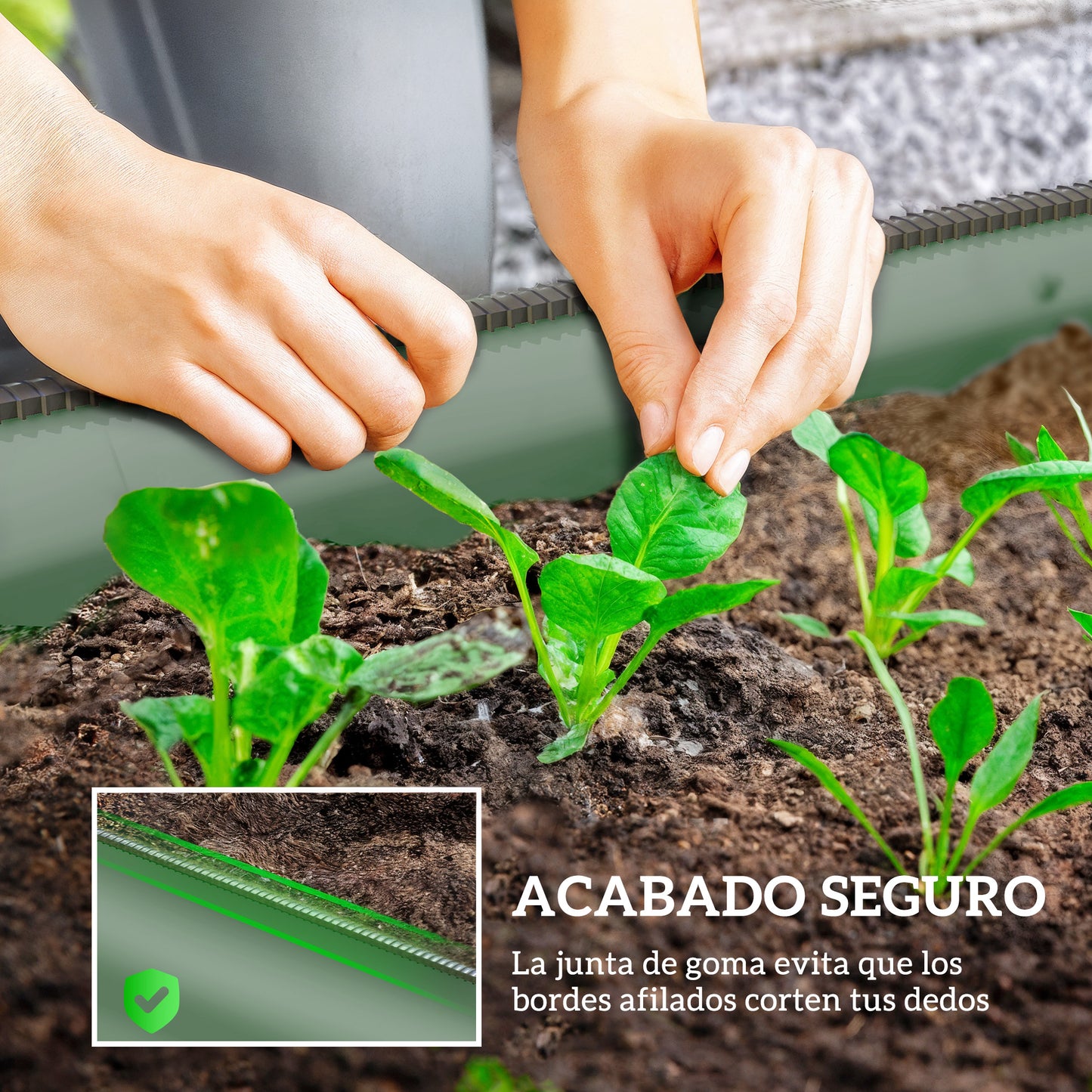 Outsunny Jardinera Exterior Grande De Acero Galvanizado Con Bordes De Seguridad_5