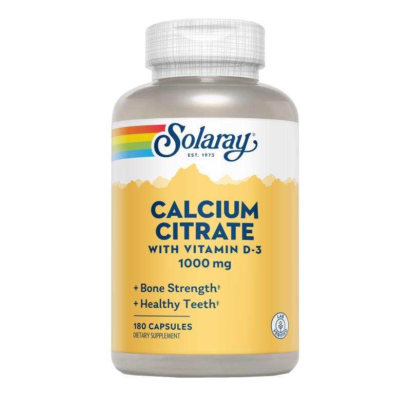 Calcio W/D3 Citrato 1000mg Solaray 90 cápsulas