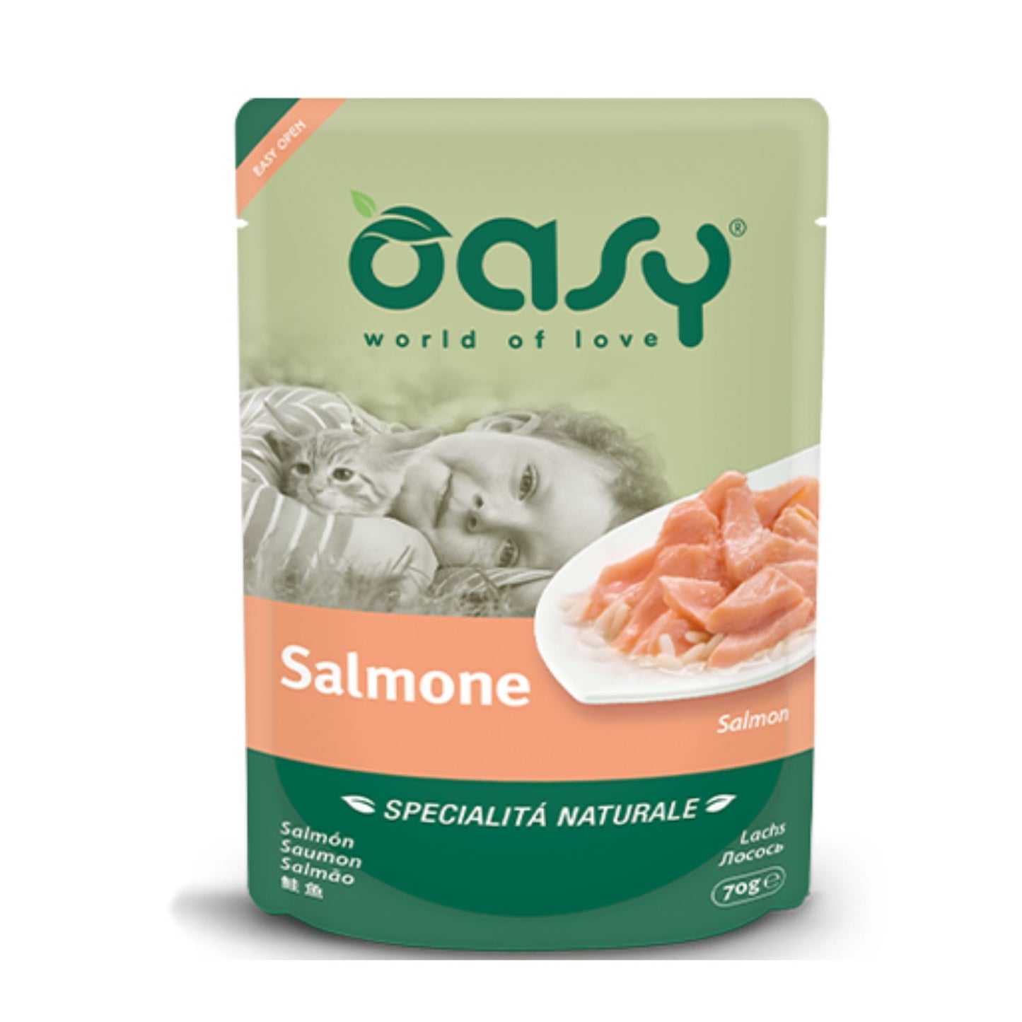 24 Sobres de Comida Oasy Para Gato En Jelly Pouch 24x70g De Salmon