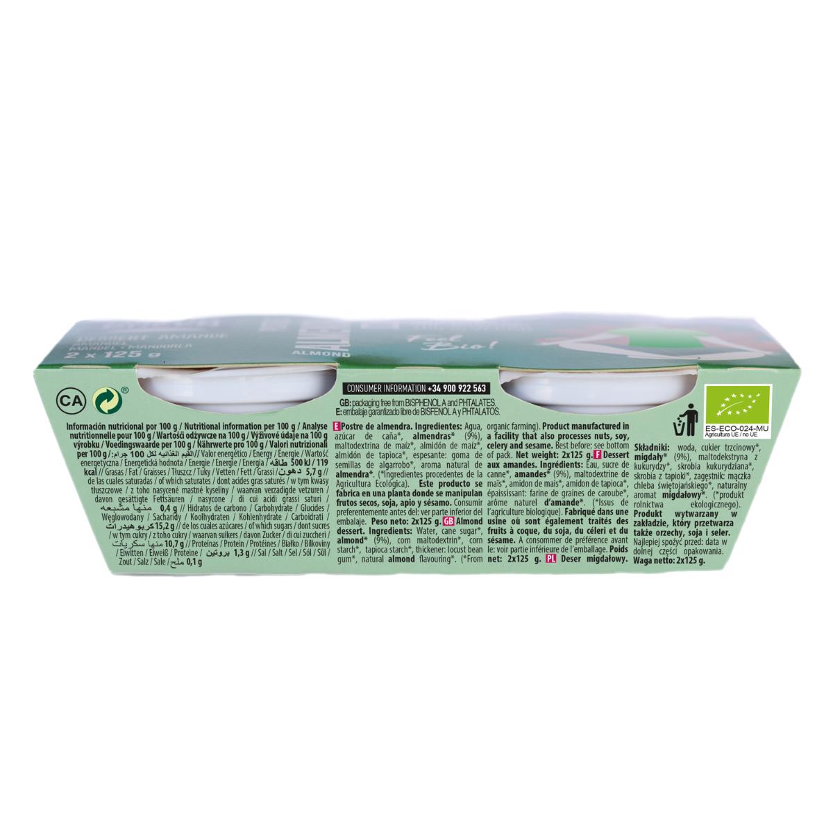 Postre de Almendra NaturGreen, 2 X 125 g