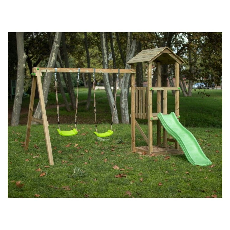Parque Infantil Masgames Carlit M Techo De Madera Con Columpio Doble.