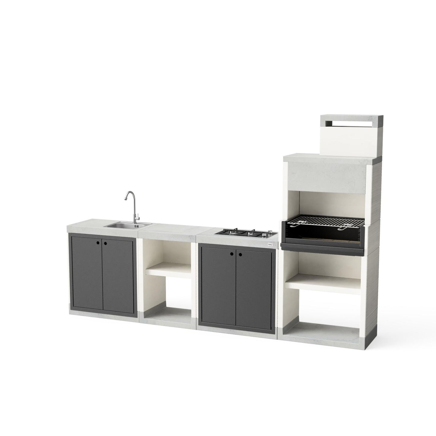 Cocina exterior Venit Flex con Barbacoa, fregadero y placa Tuozi