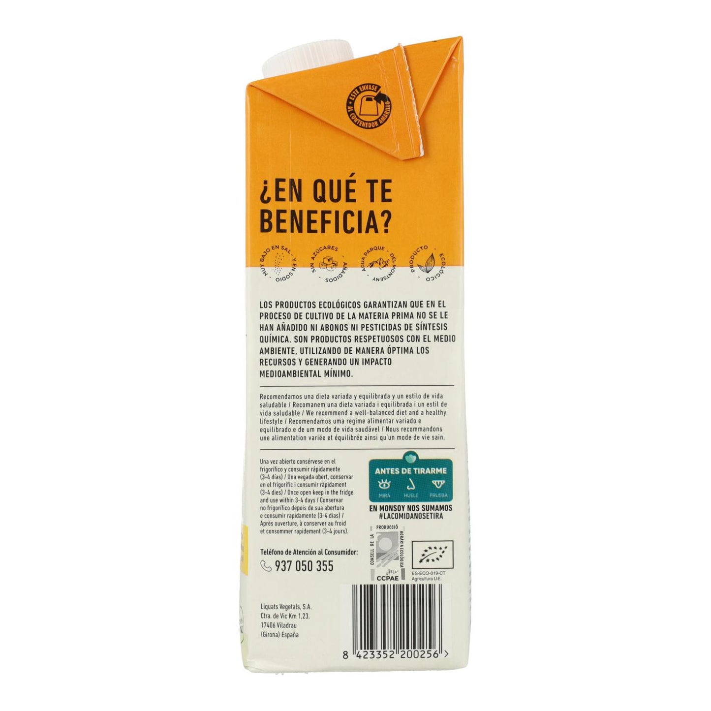 Pack 6 uds Bebida Avena BIO Monsoy 1 L
