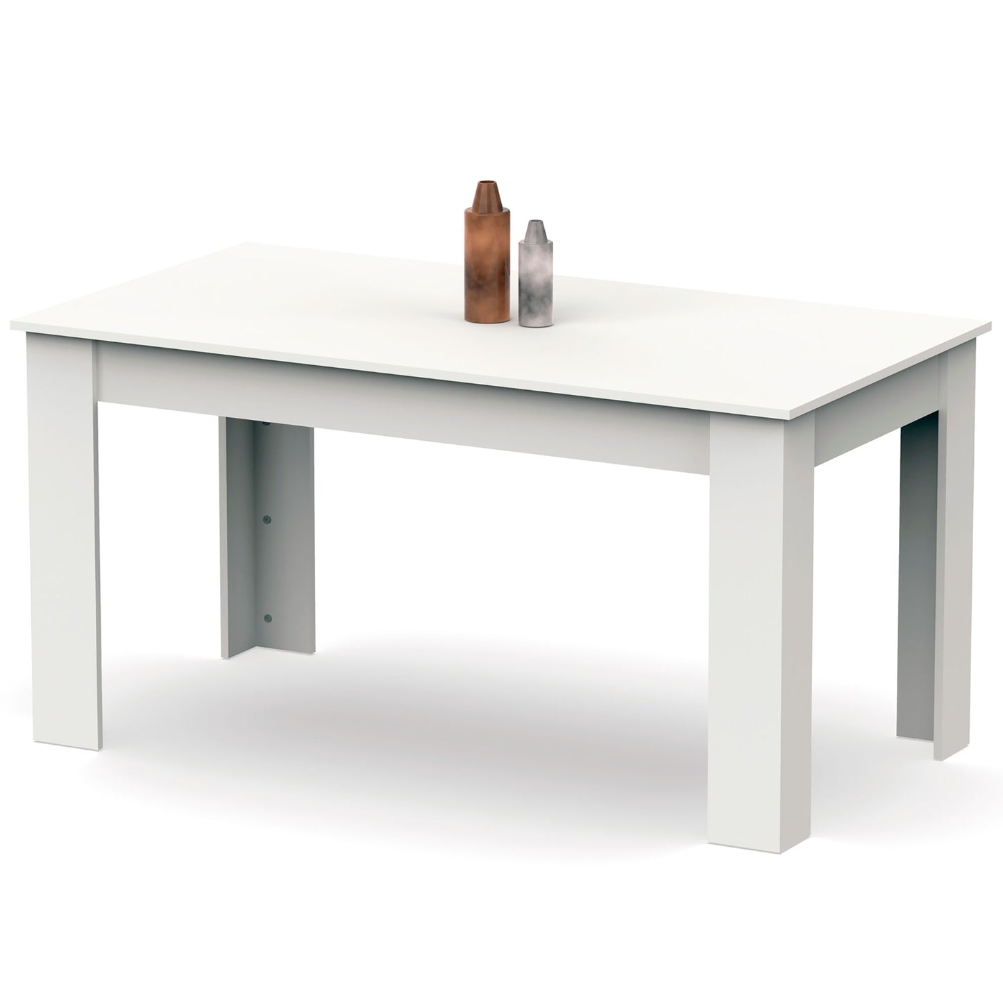 Mesa Comedor Madera, Salón O Cocina Para 4 - 6 Personas 77x140x80 Cm, Muebles Diseño Moderno, Briebe, Opal, Blanco