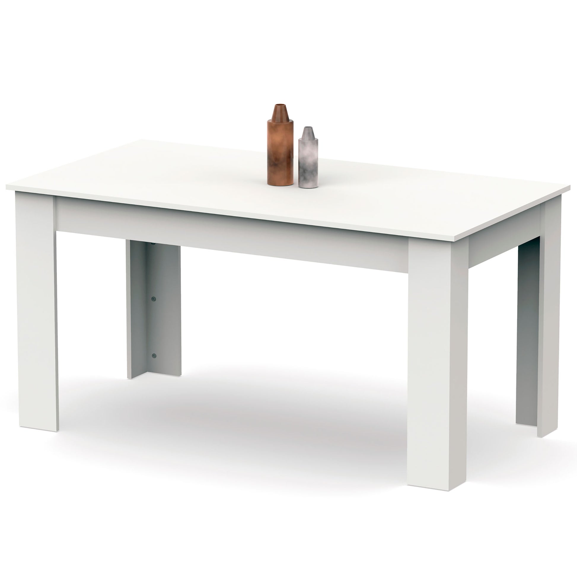 Mesa Comedor Madera, Salón O Cocina Para 4 - 6 Personas 77x140x80 Cm, Muebles Diseño Moderno, Briebe, Opal, Blanco
