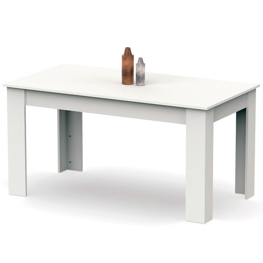 Mesa Comedor Madera, Salón O Cocina Para 4 - 6 Personas 77x140x80 Cm, Muebles Diseño Moderno, Briebe, Opal, Blanco