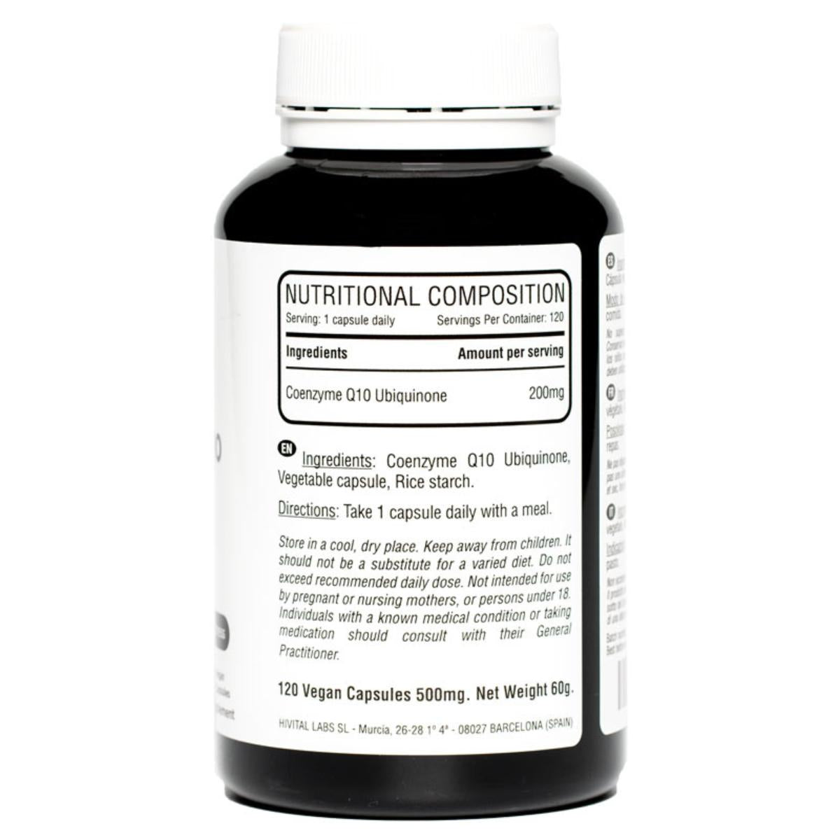 Coenzima Q10 200 mg 120 cápsulas veganas Hivital