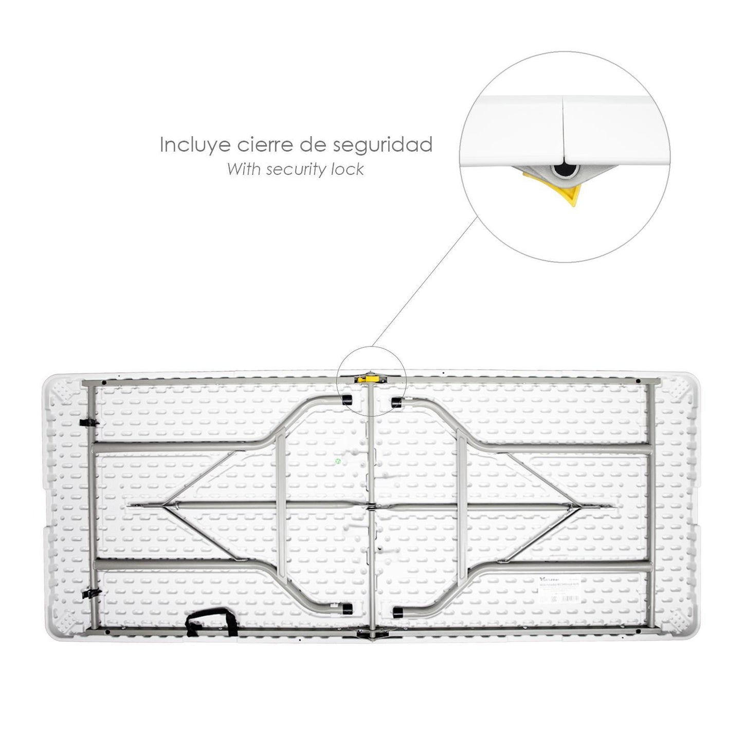 Mesa Plegable Rectangular Hdpe Multifuncional, Portatil, Resistente,multiusos 180x74x74 Cm. Color Blanco_3