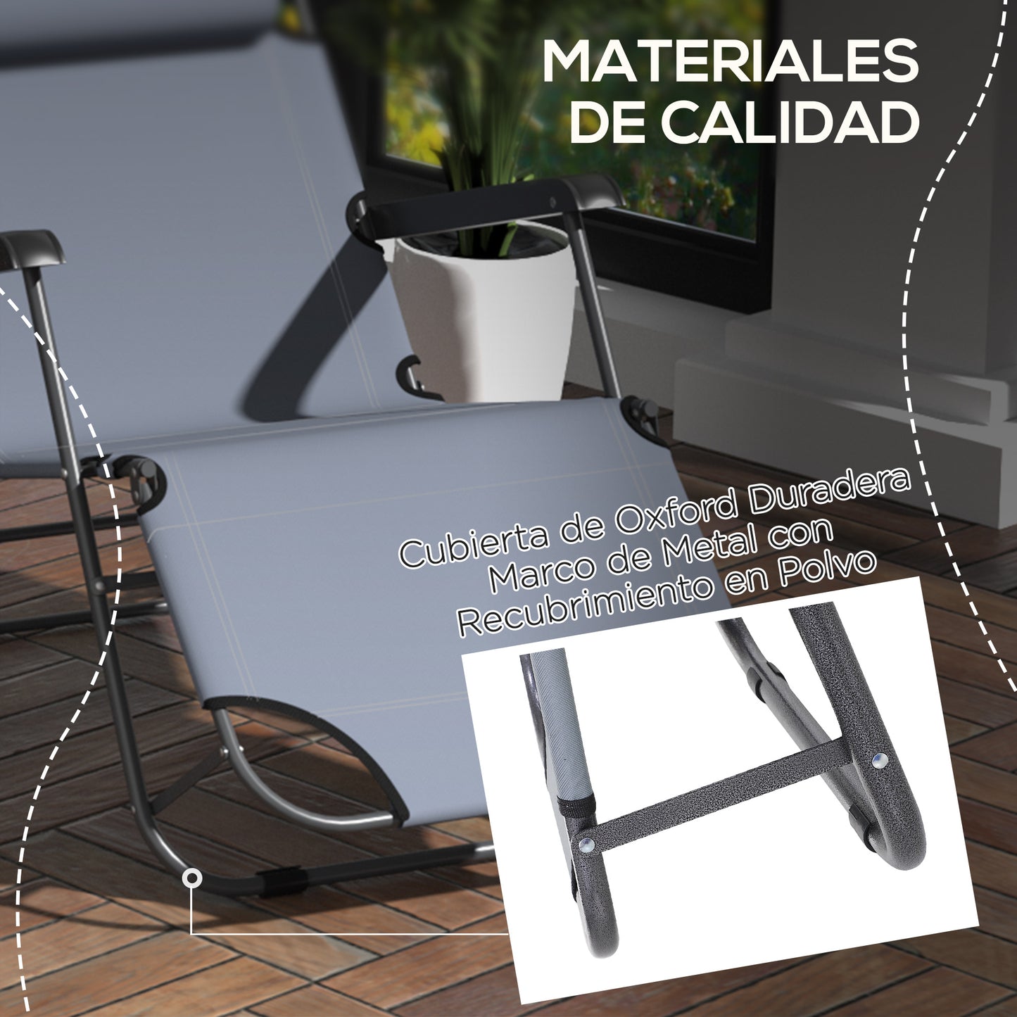 Outsunny Tumbona Reclinable Y Plegable Con Respaldo Ajustable 118x60x80cm_5
