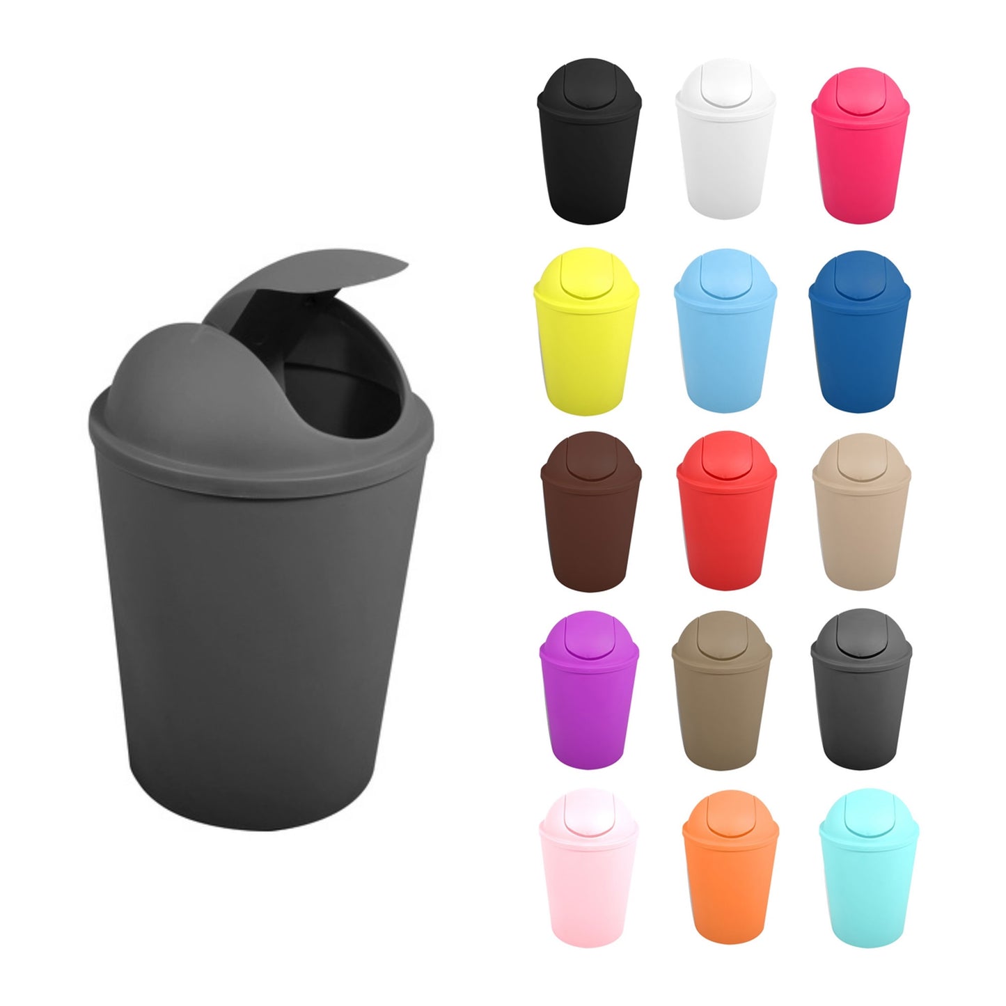 Cubo De Basura ako 5,5l Con Tapa Abatible Gris_4