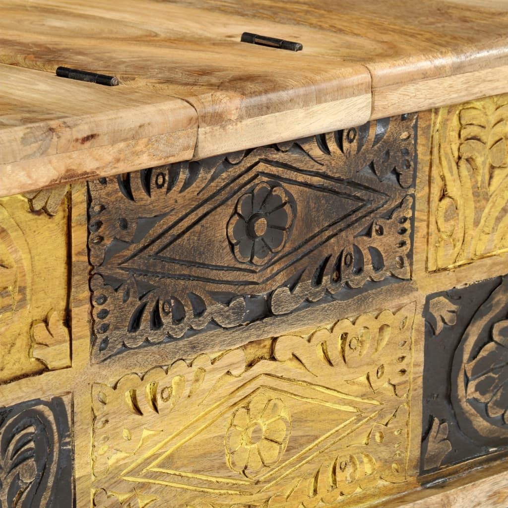 Mesa De Centro Madera Maciza De Mango 100x50x35 Cm_4