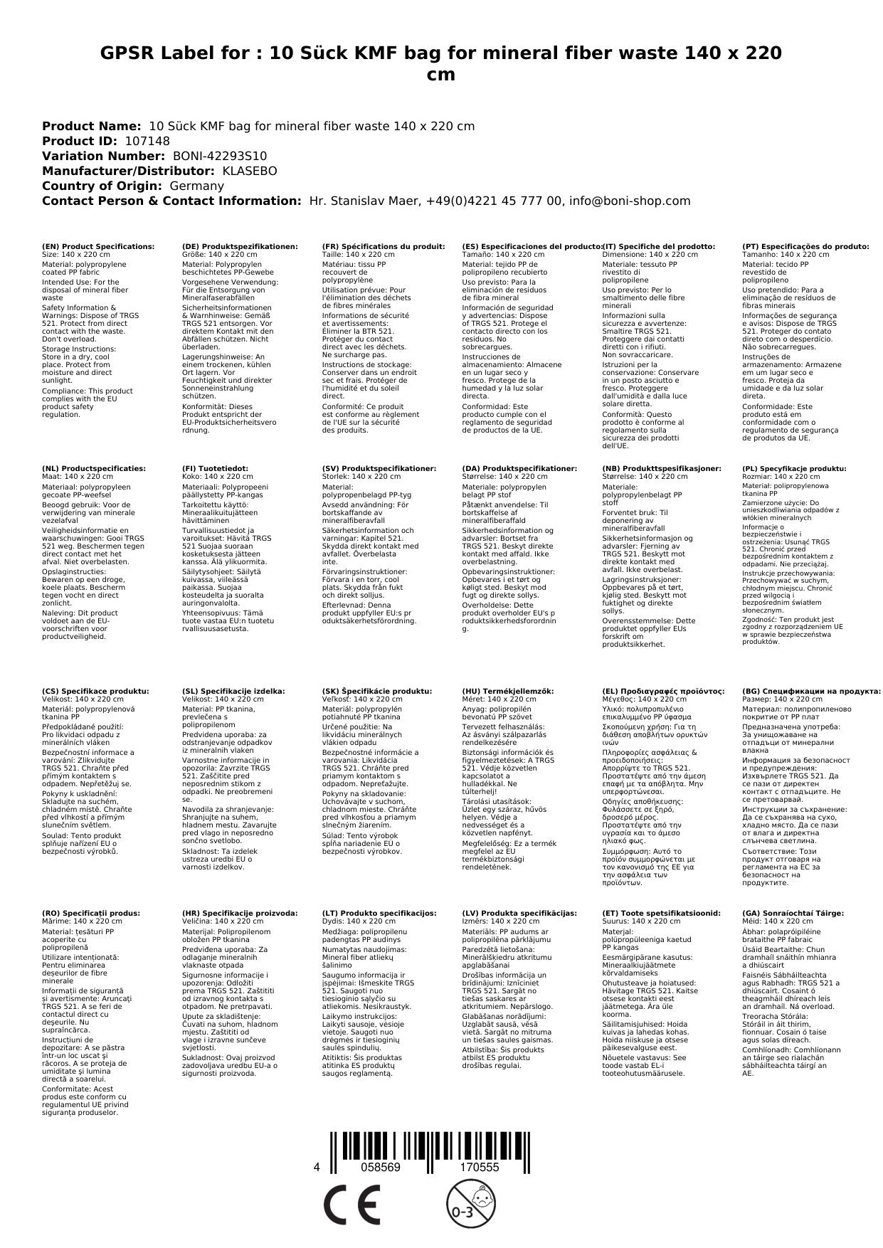 Sacos Para Residuos De Lana Mineral, 10 Unidades, 140 X 220 Cm, Bolsas Para Residuos Peligrosos_1