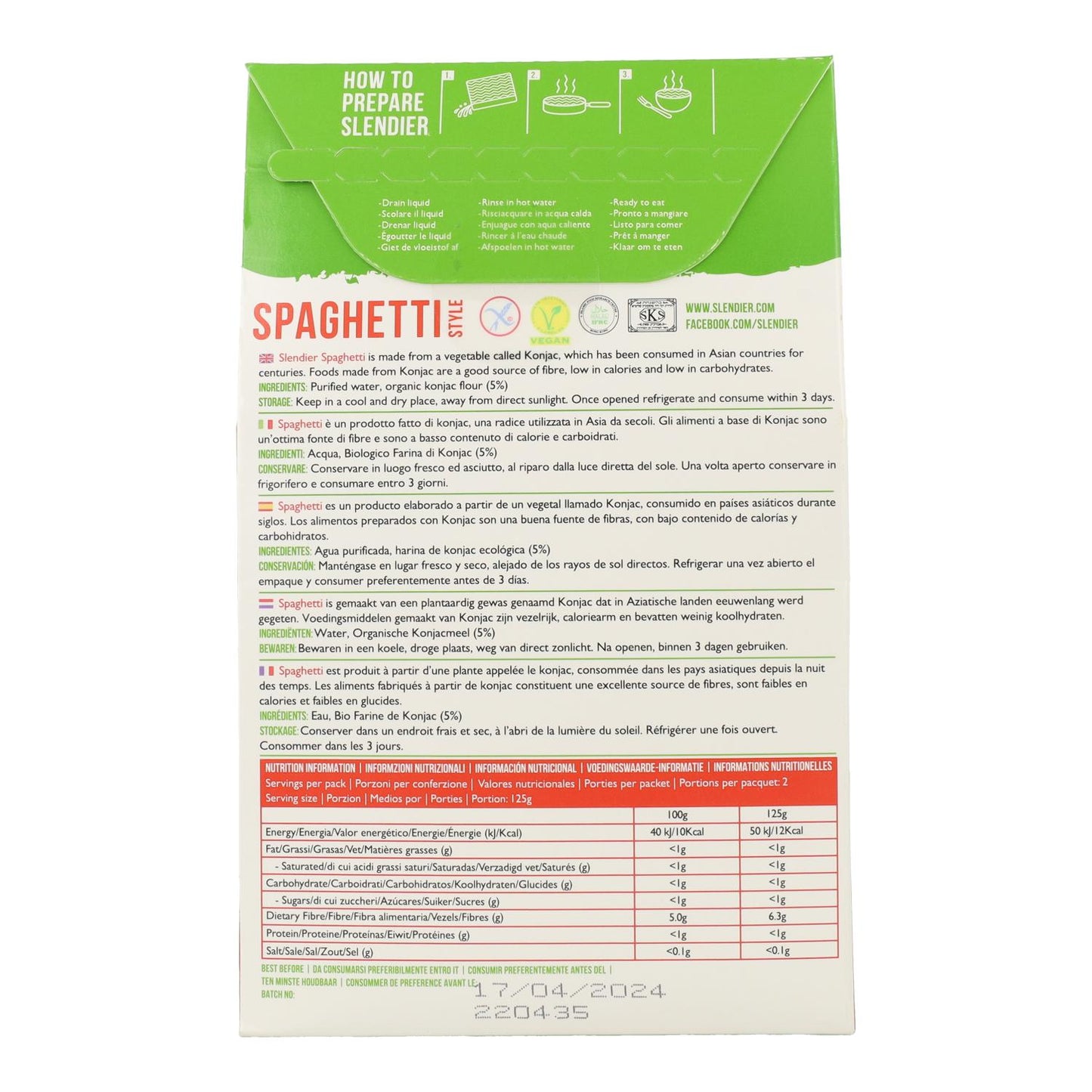 Espaguetis de Konjac bio Slendier 250 g