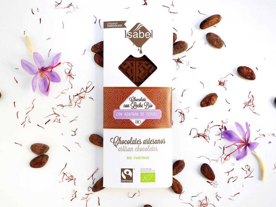 TABLETA BIO CHOCOLATE LECHE Y AZAFRÁN DE TERUEL_0