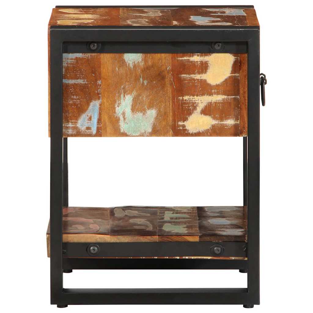 Mesilla De Noche Multicolor 35x34x45 Cm Madera Maciza Reciclada_4