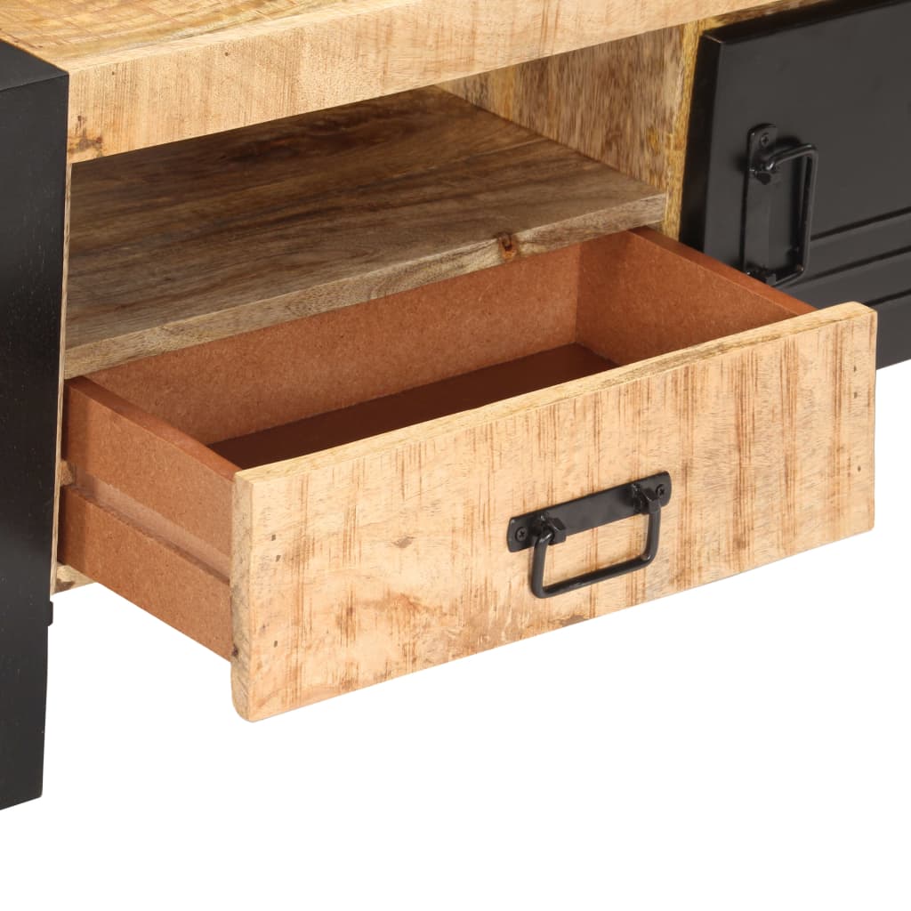 Mesa De Centro De Madera De Mango Rugosa 100x50x40 Cm_4