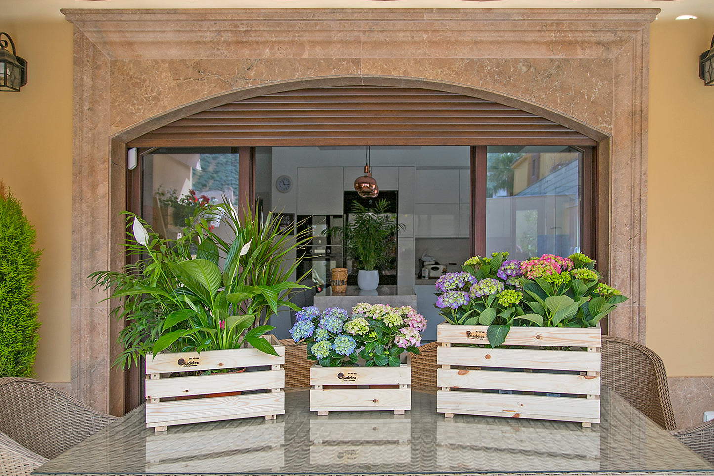 Caja De Fruta Decorativa De Madera Natural De 39 X 25,5 X 18 Cm