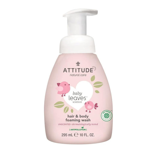 Gel espumoso 2 en 1 para bebé sin fragancia, Attitude, 295 ml