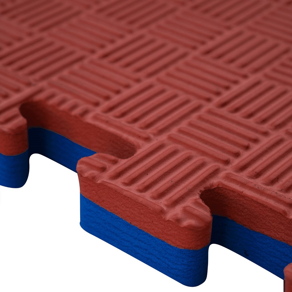 Tatami Puzzle 2cm 100x100cm, Pack 4 Unidades – Superficie 5 Líneas Rojo/azul_1