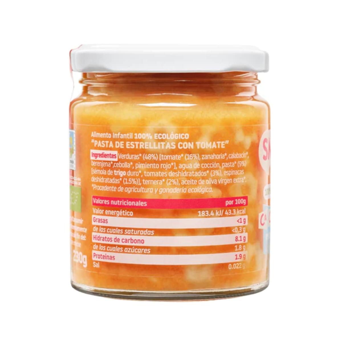 Pack 12x Tarrito Pasta con Tomate Ecológico CA CHI TOS Smileat, 230g