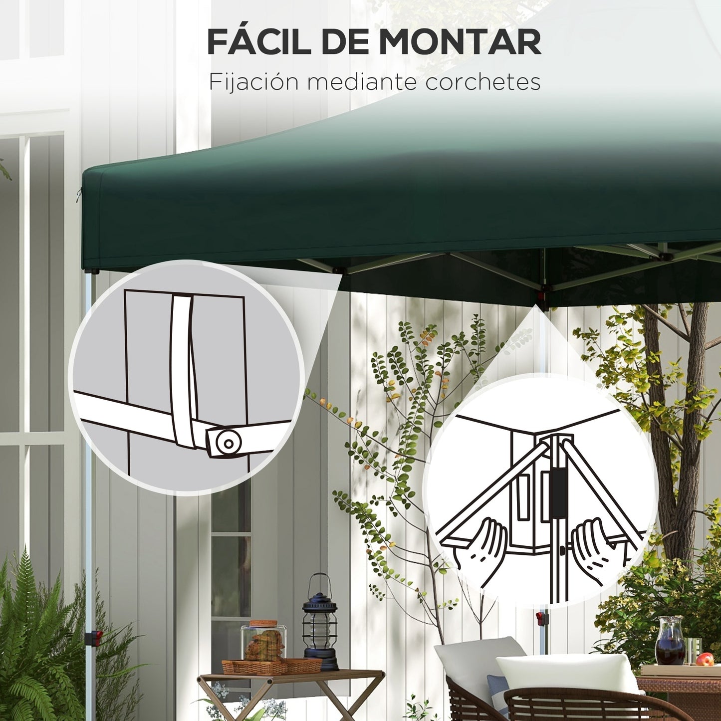 Outsunny Techo De Repuesto Para Carpa Plegable 3x3 M Impermeable Verde Oscuro_5