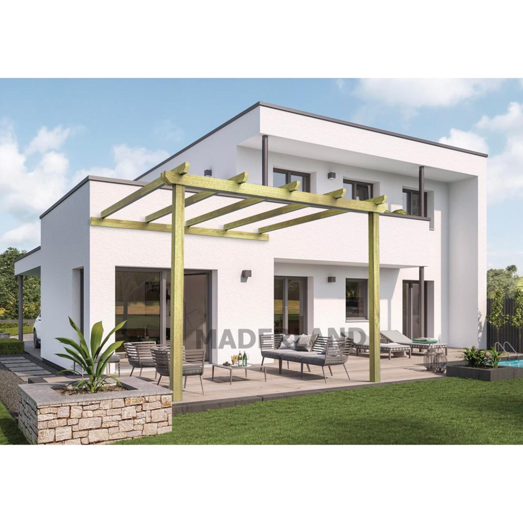 Pérgola adosada de madera maciza Lloret Maderland 600x420 cm