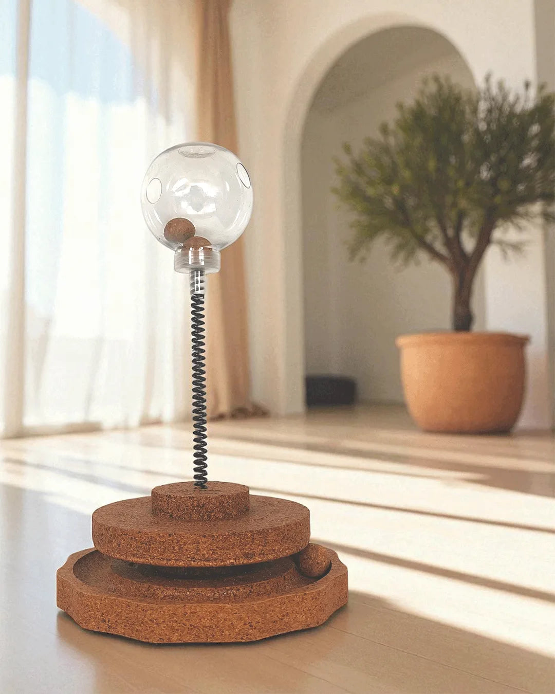 Juguete Para Gatos Marea, Control De Comida, Corcho Natural_4