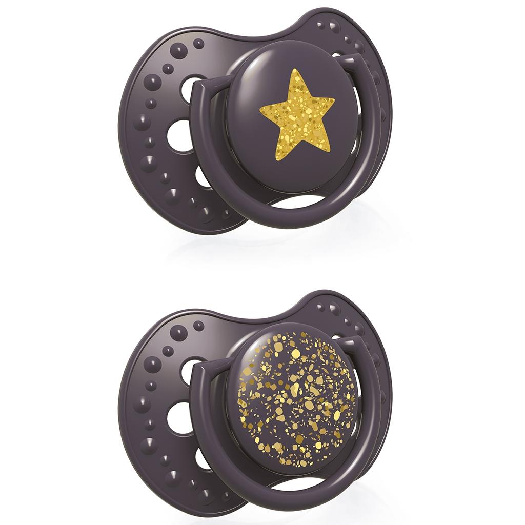 Chupetes dinámicos LOVI Stardust lila (2 ud.) 3-6 meses