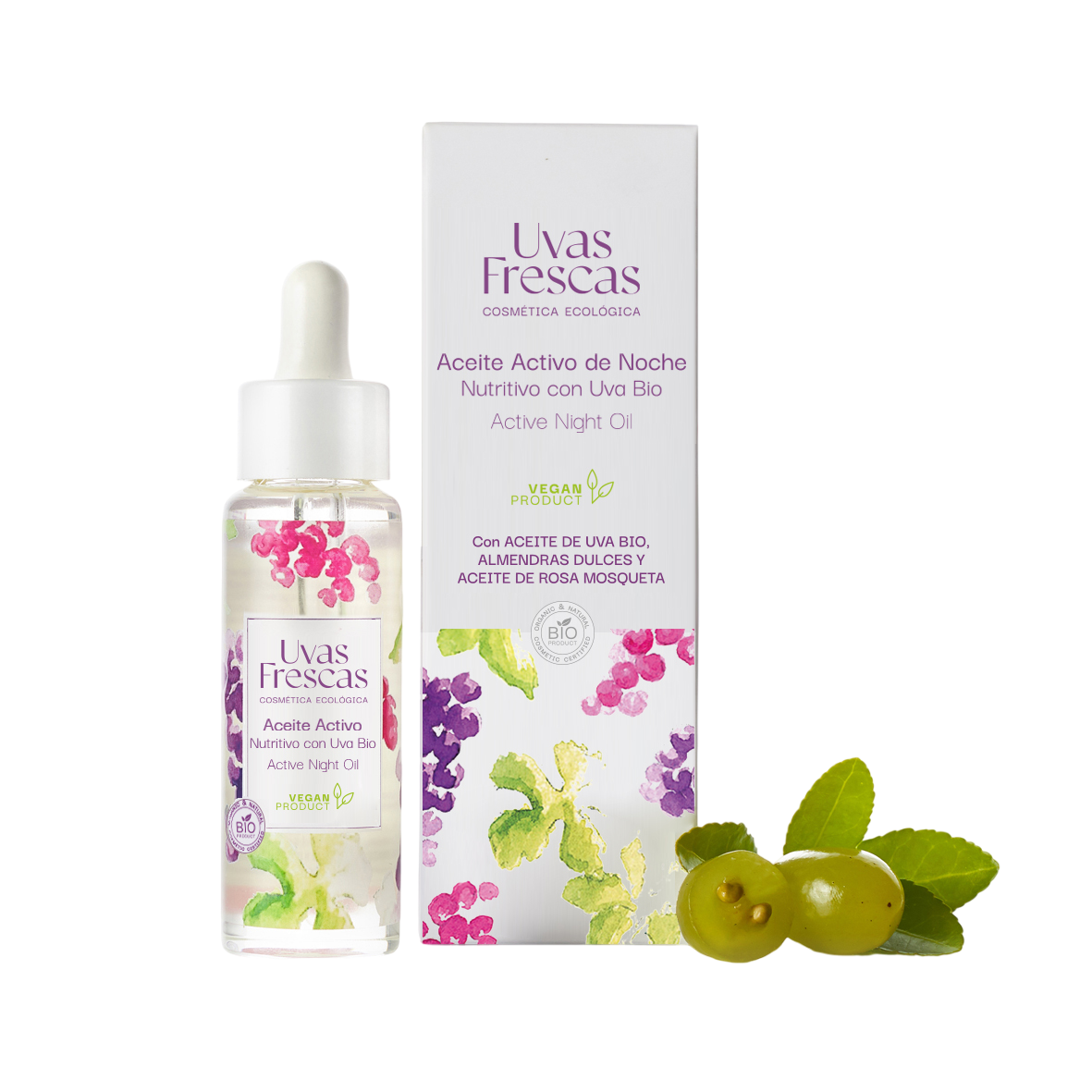 Aceite Activo De Noche Uvas Frescas 40 ml.