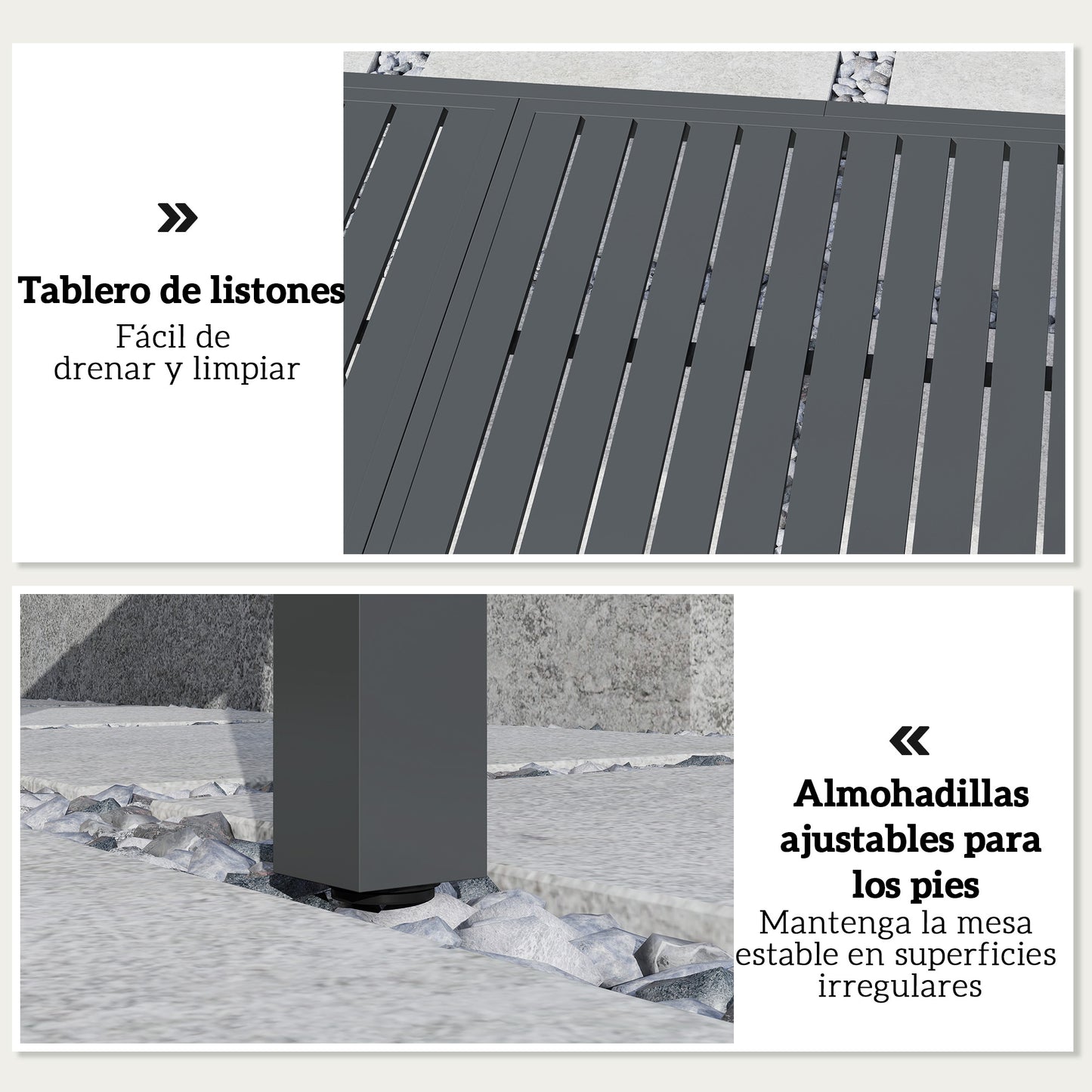 Outsunny Mesa De Jardín Extensible De Aluminio 150/225x85x75 Cm Gris Oscuro_5