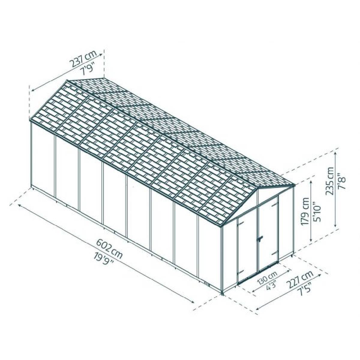 Cobertizo de jardín Rubicon 237x602 cm gris oscuro Canopia