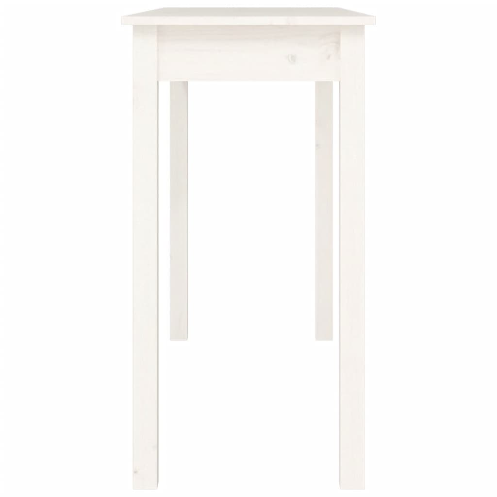 Mesa Consola De Madera Maciza De Pino Blanco 110x40x75 Cm_4