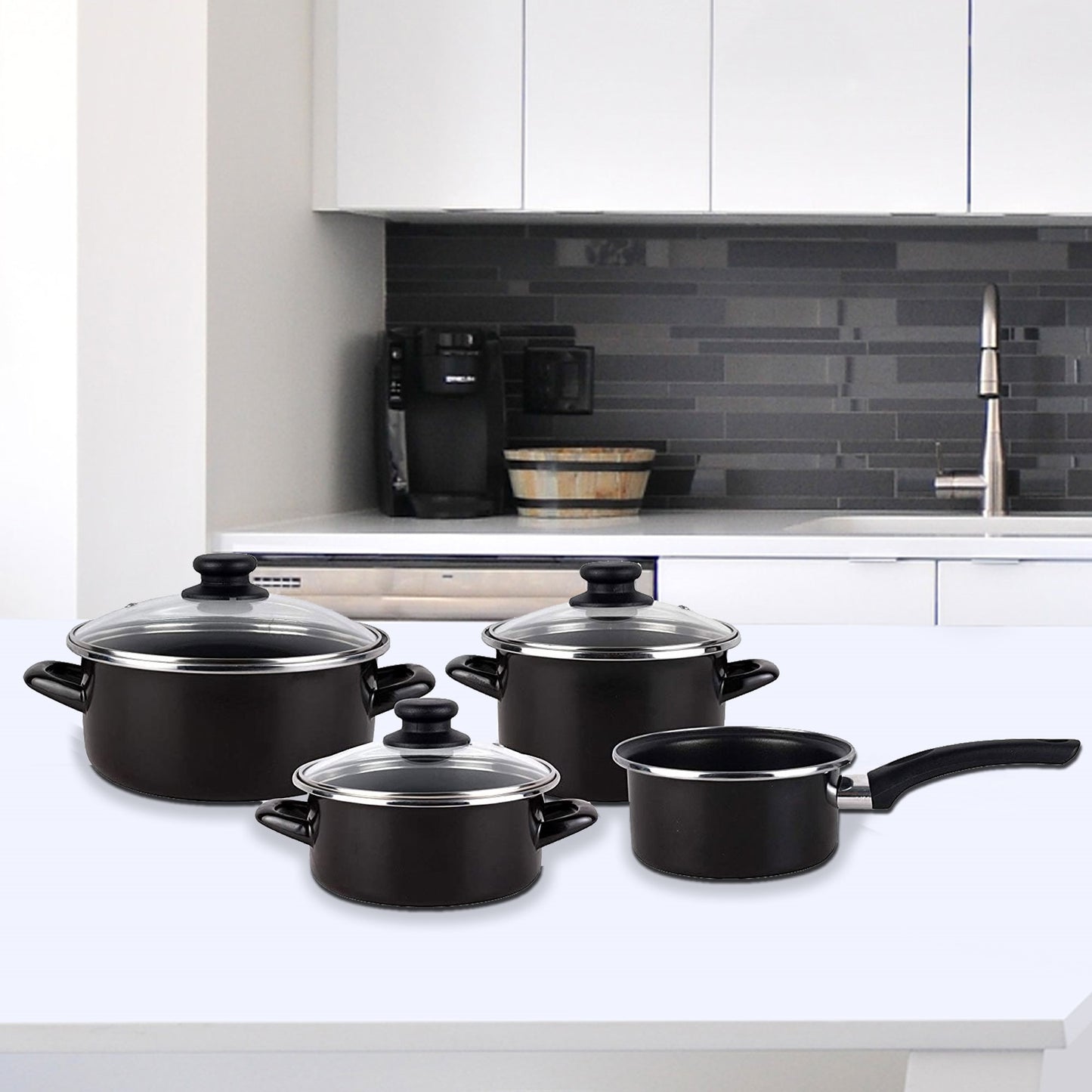 Bateria De Cocina 7 Piezas De Acero Vitrificado Apta Para Induccion Magefesa Con Fuente Oval 36cm En Gres Masterpro Gravity_5