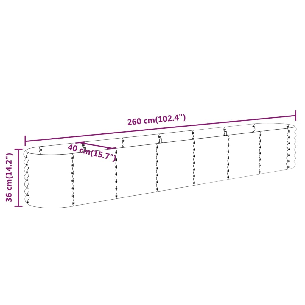 Jardinera Arriate Acero Galvanizado Plata 260x40x36 Cm_5