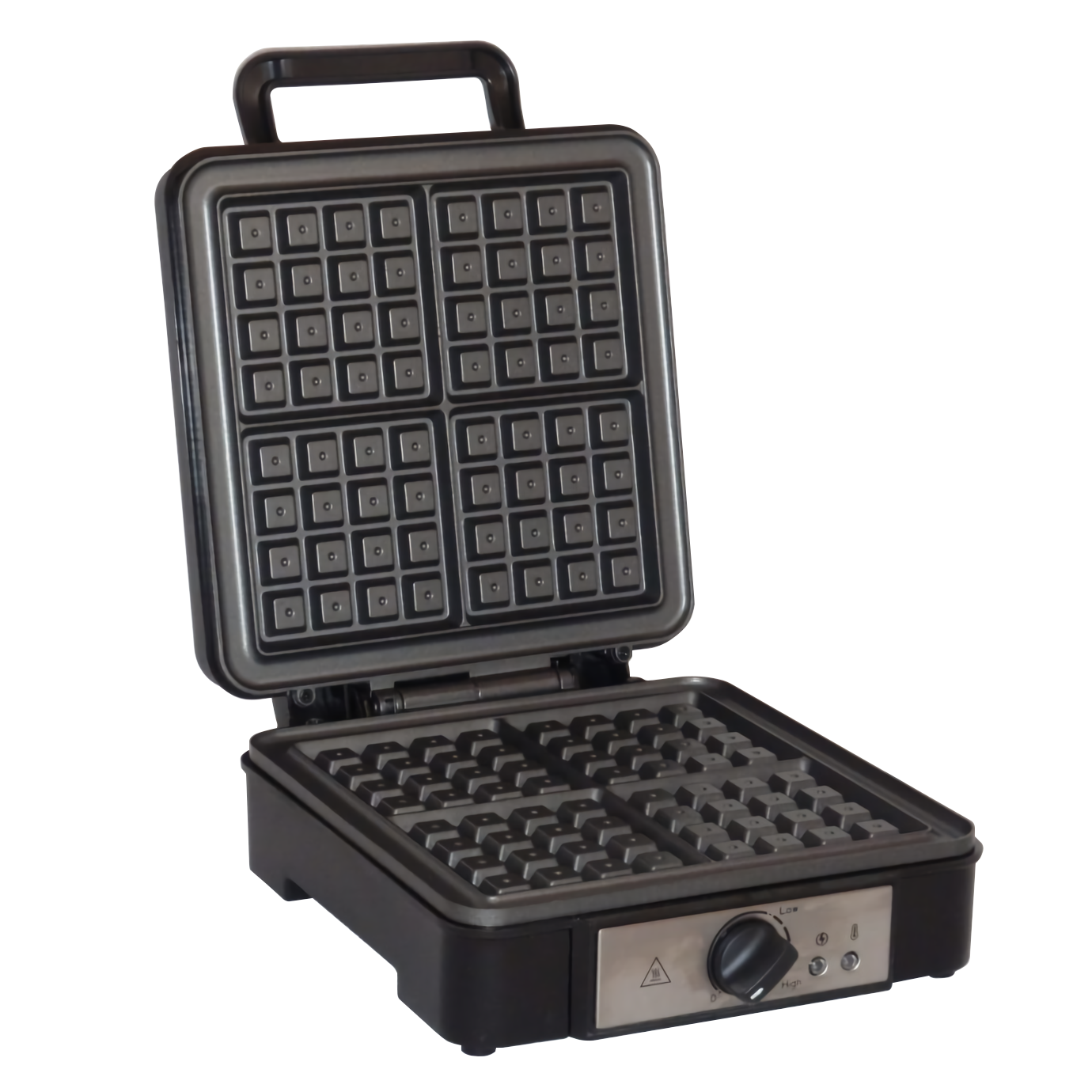 Gofrera Eléctrica Profesional, 4 Gofres Belgas Gruesos, Antiadherente, Regulador Temperatura Mpm Mpm-mgo-36 Negro/plata