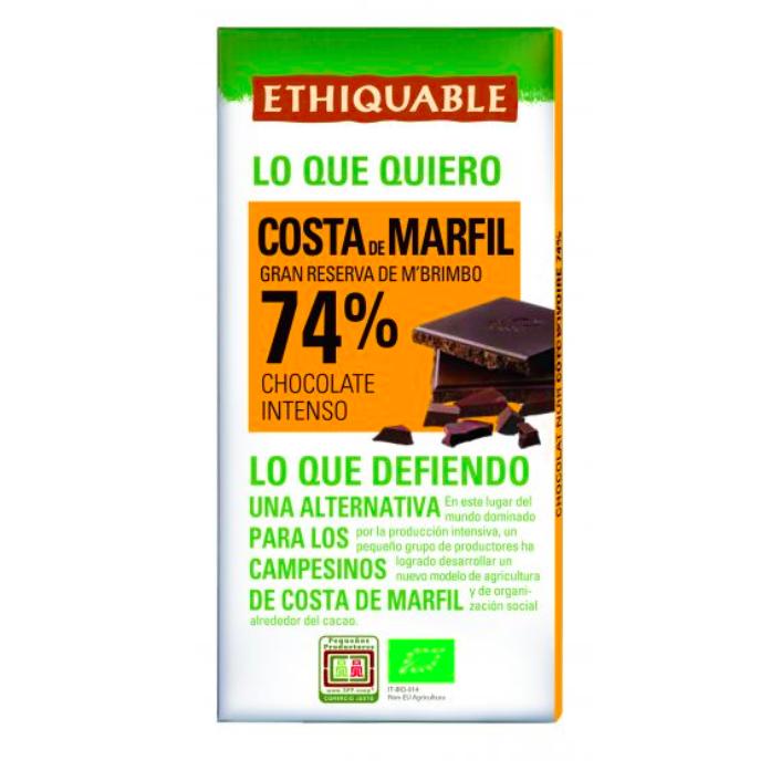 Chocolate Negro 74% Costa de Marfil BIO Ideas Comercio Justo 100 g