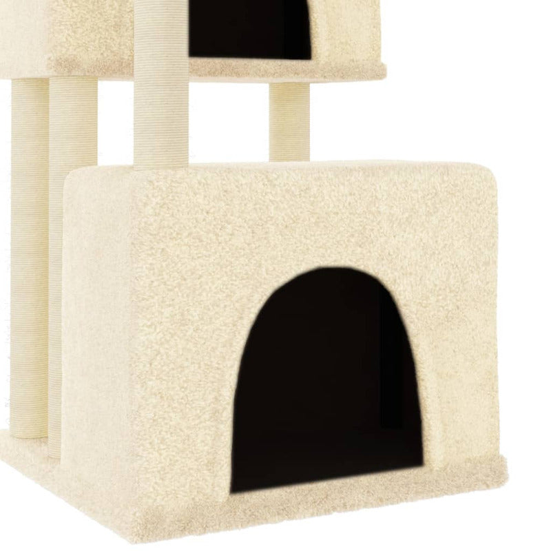 Vidaxl Rascador Para Gatos Con Postes De Sisal Color Crema 122 Cm_5