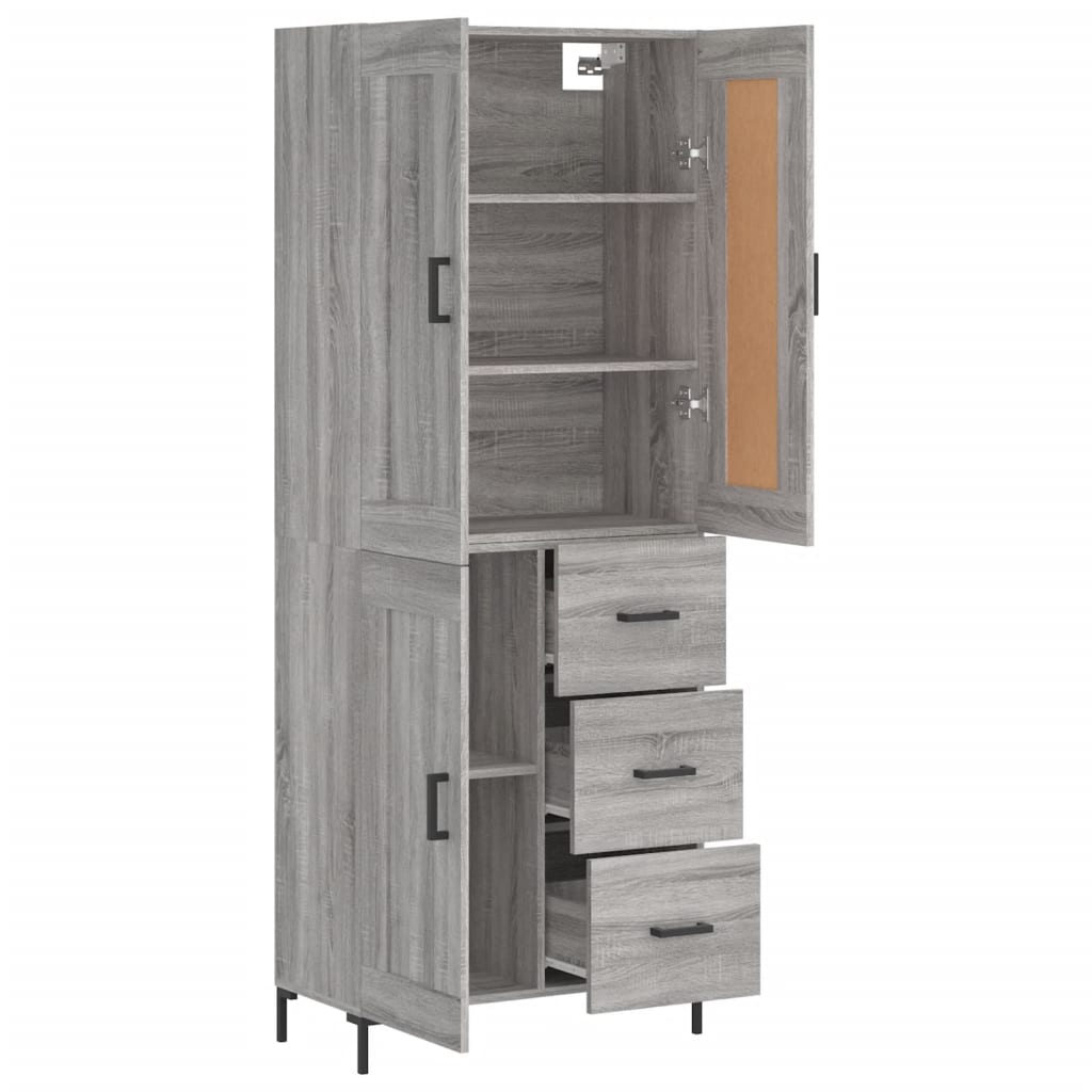 Aparador Alto Madera Contrachapada Gris Sonoma 69,5x34x180 Cm_3