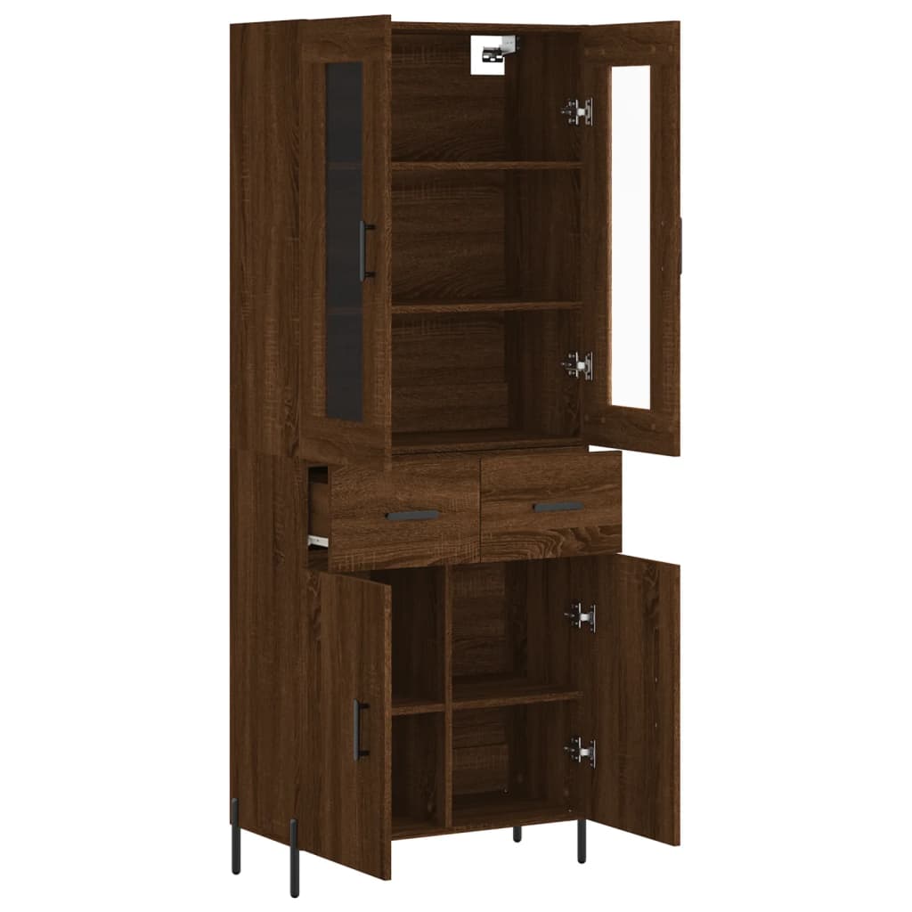 Aparador Alto Madera Contrachapada Marrón Roble 69,5x34x180 Cm_3