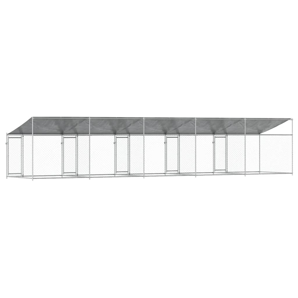 Jaula De Perros Techo Y Puertas Acero Galvanizado Gris 10x2x2 M_5