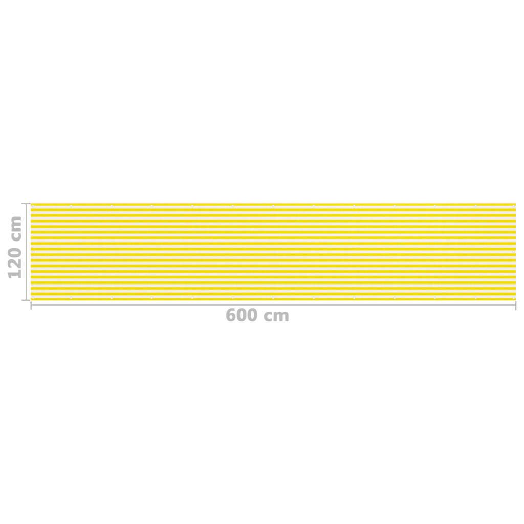 Vidaxl Toldo Para Balcón Hdpe Amarillo Y Blanco 120x600 Cm_4