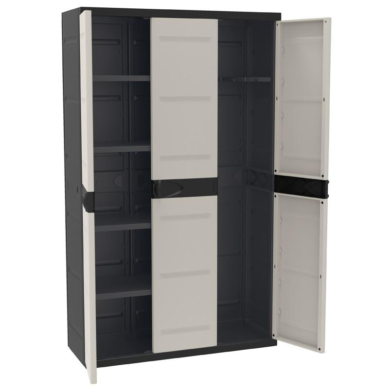Armario de 3 Puertas con escobero 105 cm Titanium Plastiken Negro