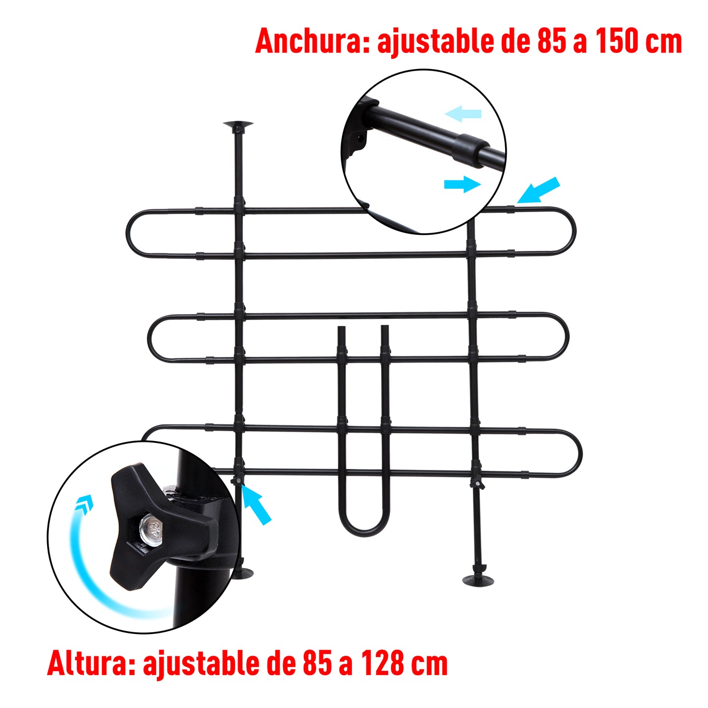 Pawhut Separador Coche Reja Separadora Universal Perros Seguridad Acero Maletero_5