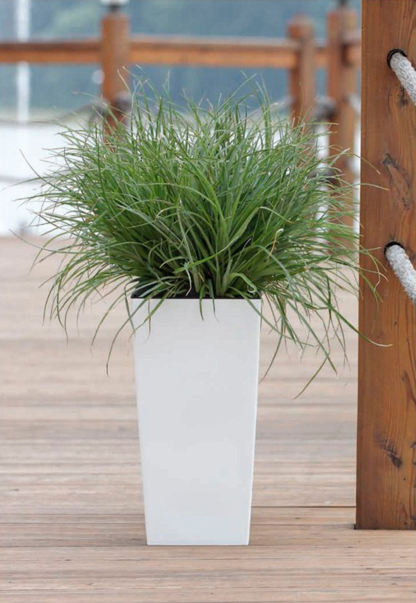 Pack 3 Macetas Altas Prosperplast (11,4/19/35 Litros) Urbi Square Effect De Plastico En Color Antracita Con Deposito._5