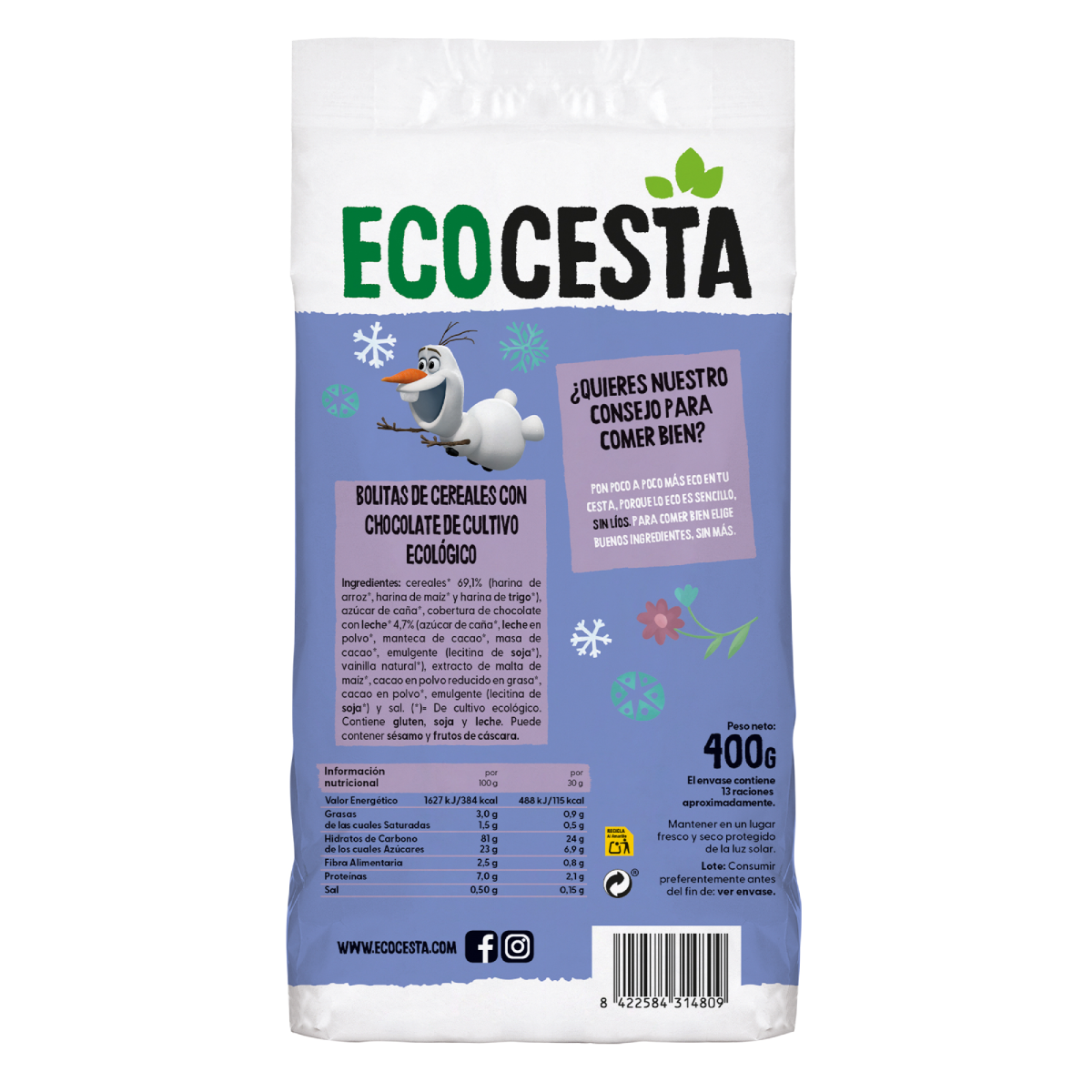 Bolitas De Cereales con Chocolate Bio edición Disney Ecocesta 400 gr